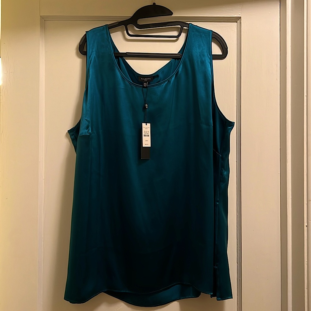 Talbots Teal Women’s Silk Suiting Shell NWT 20W